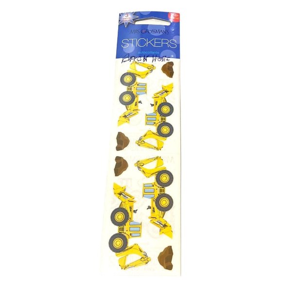 Mrs Grossman Vintage Stickers Yellow Backhoe Digger Truck Sticker Sheets New Y2K - Picture 1 of 5